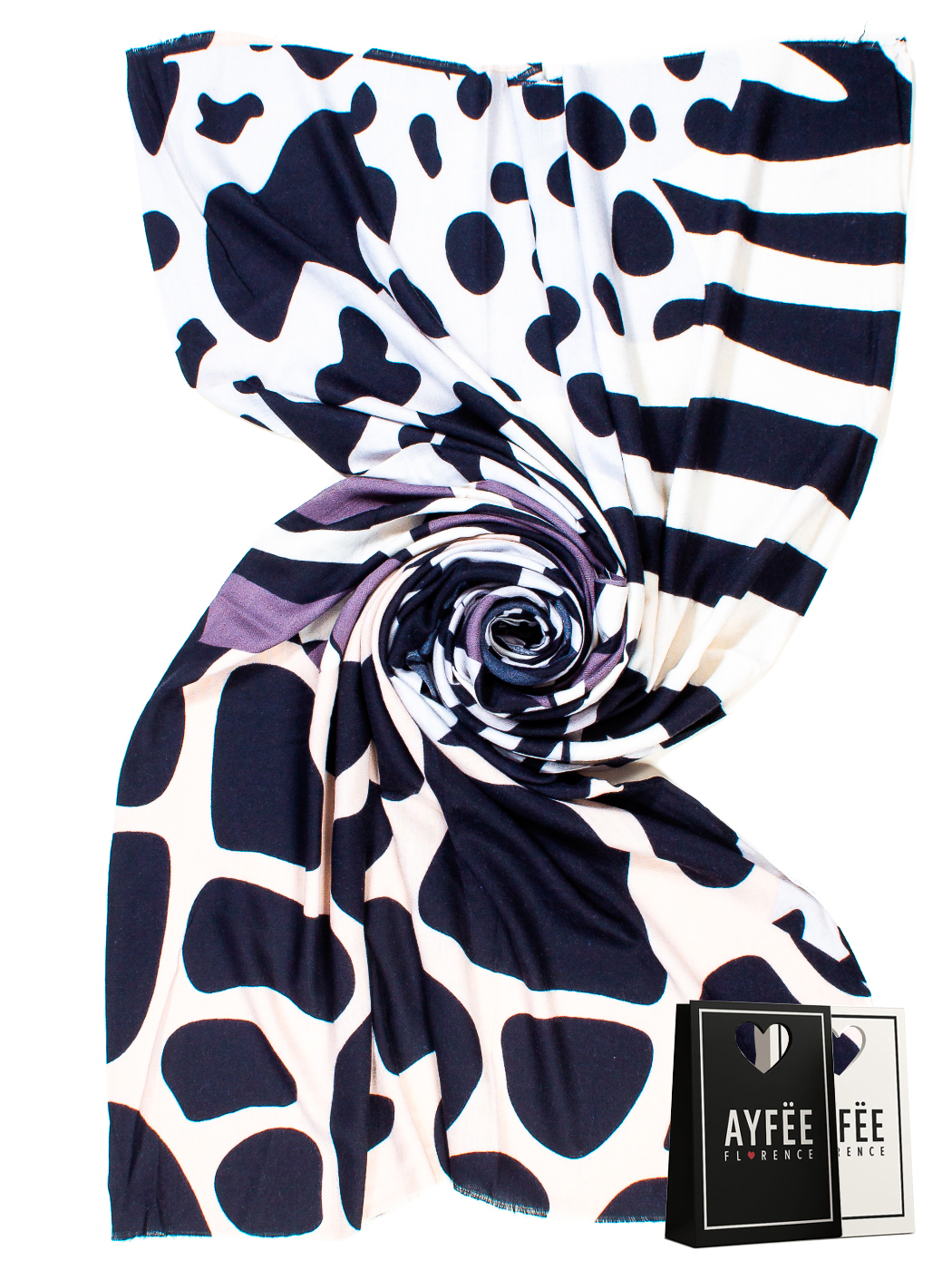 STOLA STAMPA MIX ANIMALIER CM 90X180 100%VI MADE IN PRC                  - BLACK